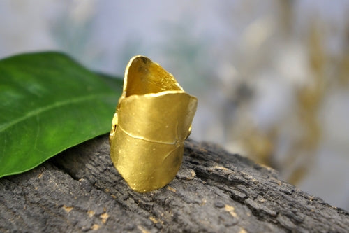 Ivy Leaf Statement Ring - Handmade Adjustable Silver Jewelry