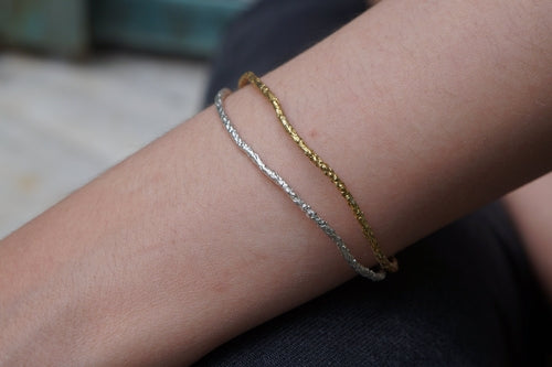 Pine Branch Cuff Bracelet: Sterling Silver Two-Tone - Adjustable Fit