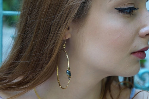 Olive Branch Earrings: Leaf Inspired Hoops (14k Gold Plated Silver)