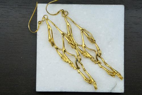 Jasmine Dangle Earrings - Gold Plated Botanical Design