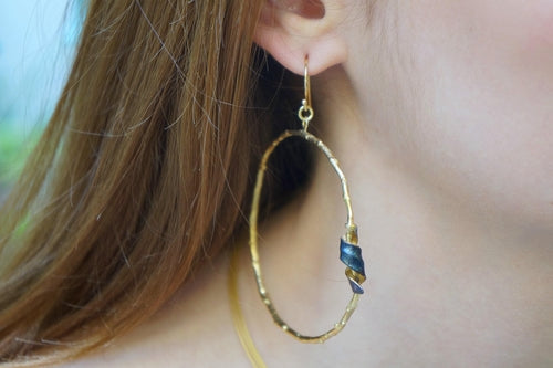 Olive Branch Earrings: Leaf Inspired Hoops (14k Gold Plated Silver)