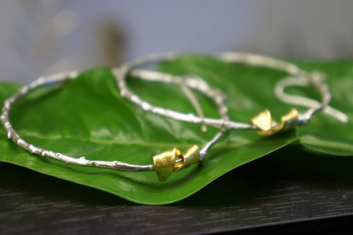 Olive Branch Earrings: Leaf Inspired Hoops (14k Gold Plated Silver)