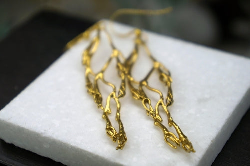 Jasmine Dangle Earrings - Gold Plated Botanical Design