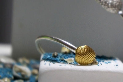 Sterling Silver Shell Bracelet - Adjustable Sea Urchin Design